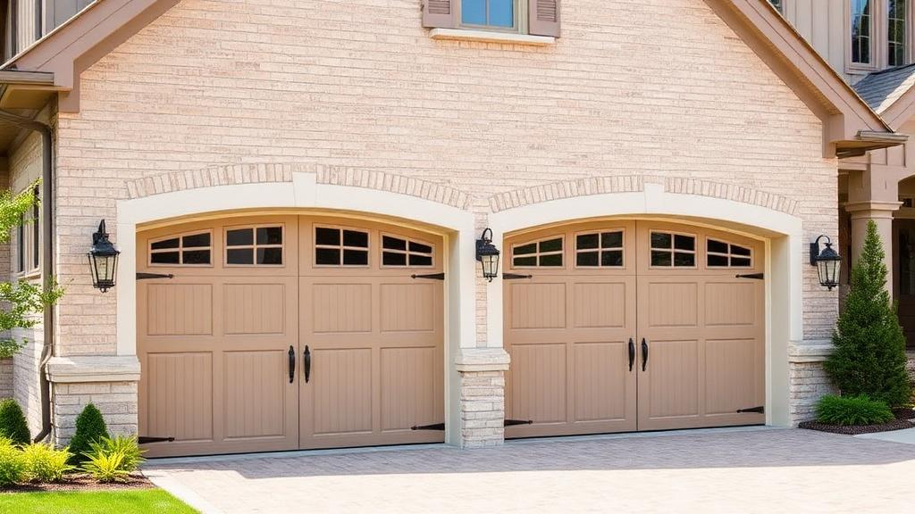 Beautiful custom garage door matching home architectural style