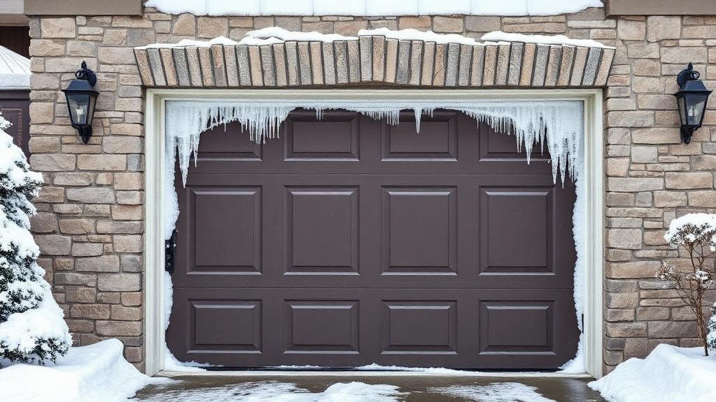 Garage door with snow and ice - winter preparation guide